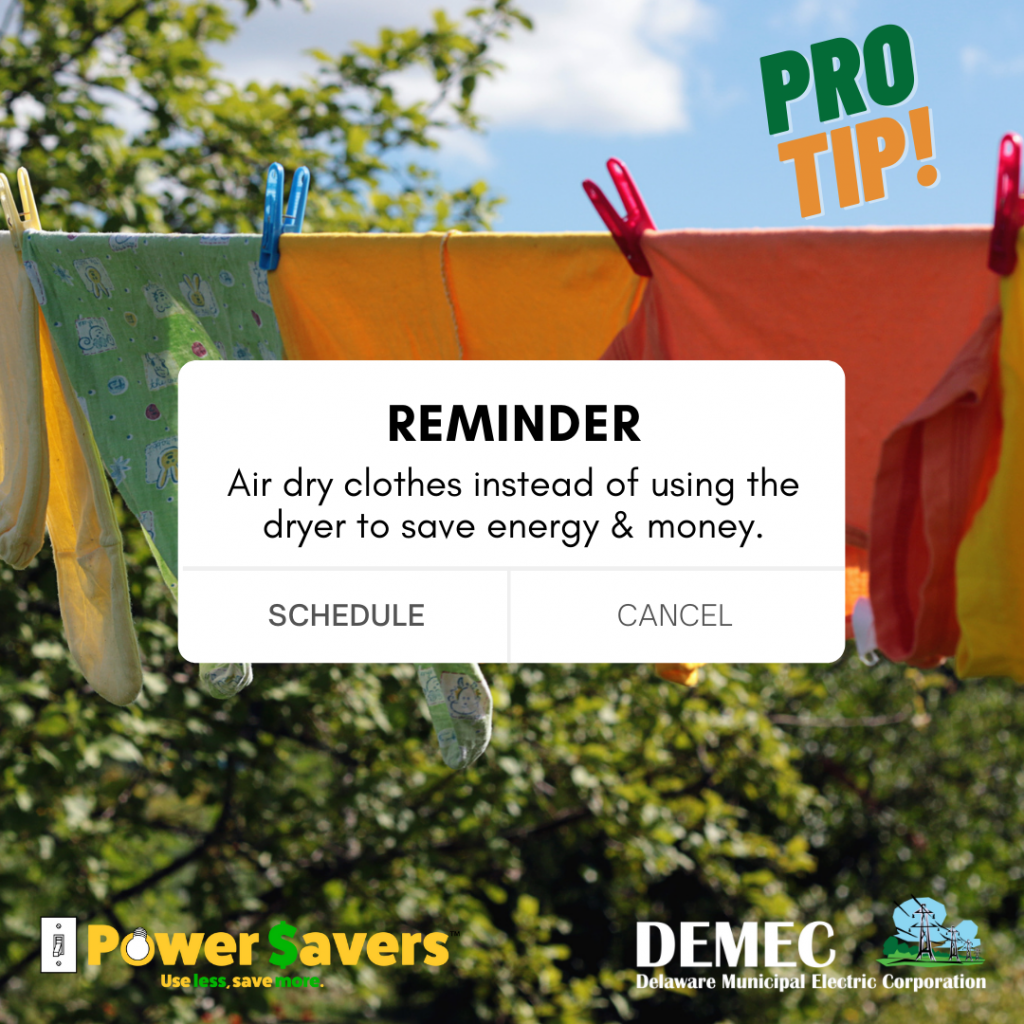 Power Savers - dry clothes - Municipal Services Commission